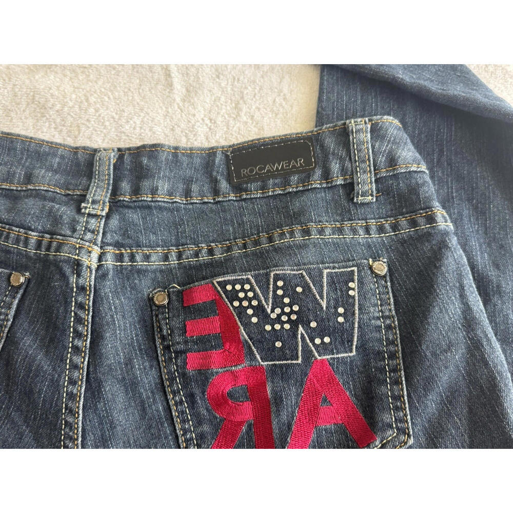 Rocawear Classic Women‎ Denim Jeans Pants 7 Glam Bling Embellished - Picture 8 of 13